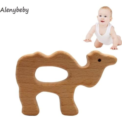 Organic Baby Teether Product Beech Wooden camel Teether DIY Wood Personalized Pendent Eco-Friendly Safe Baby Teething Chew To