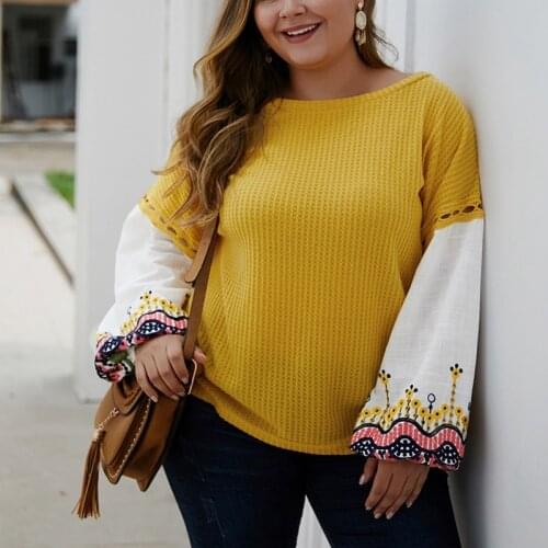 Autumn and winter sweater large size womens 5XL 6XL 7XL 8XL 9XL bust 142CM round neck embroidery sleeve stitching sweater