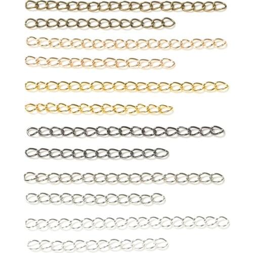 100pcs Necklace Extension Chain 50mm 70mm Bulk Bracelet Extended Chains Tail Extender for DIY Jewelry Making Findings Wholesale