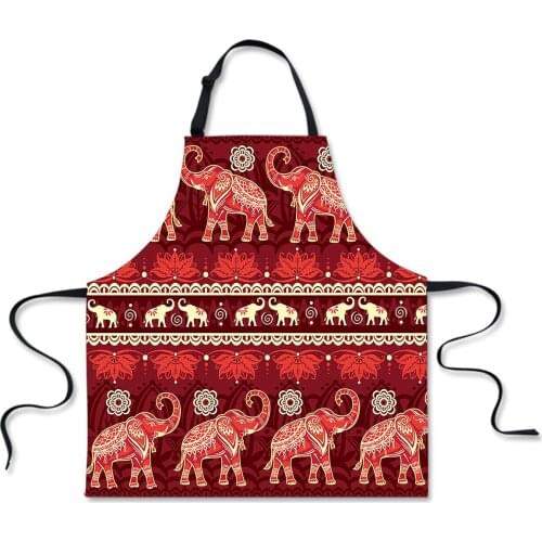 Tribal Elephant 3D Print Kitchen Restaurant Gardening Coffee Shop Waist Aprons Women Anti-Oil Waiter Waitress Apron for Adults