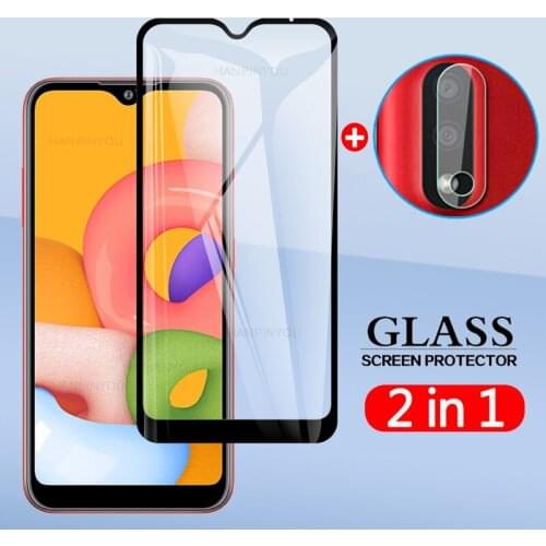 2 In 1 Back Camera Lens Film & Screen Protector Protective Tempered Glass For Samsung Galaxy A01 SM-A015F A015G 5.7"