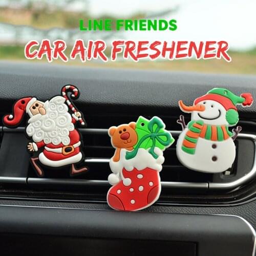 Christmas Decoration Car Air Freshener Santa Claus Cartoon Fragrance Air Vent Clip Deodorize Perfume Car Interior Accessories