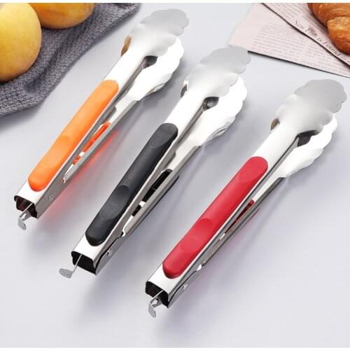 Stainless Steel Food Tongs Kitchen Tongs BBQ Clip Salad Bread Cooking Food Serving Tongs Restaurant Food Folder Kitchen Tools