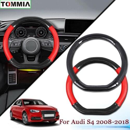 Car Styling Carbon Fiber Leather Car Steering Wheel Cover For Audi S4 2008-2018