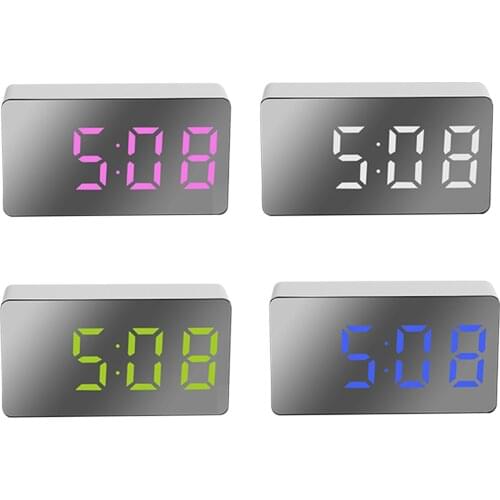 LED Mirror Clock Electronic Mini Digital Alarm Clock Quiet Sleep Environment 3 Alarms Snooze Mode 3.1-inch LED Display USB port