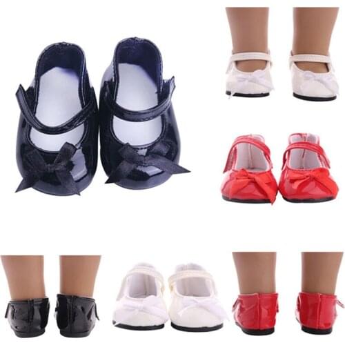 LUCKDOLL PU Princess Shoes Fit 18 Inch American 43cm Baby Doll Clothes Accessories,Girls Toys,Generation,Birthday Gift