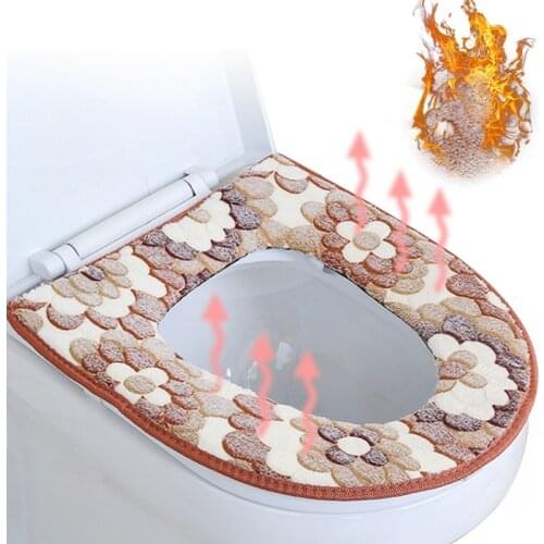 Universal Toilet Seat Cover Thickend Toilet Mat Winter Coral Fleece WC Cushion Closestool Toilet Mat Lid Cover Bathroom Acces