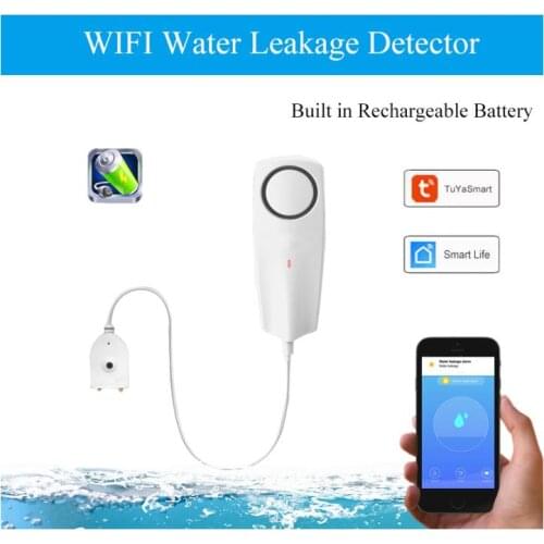 WIFI Liquid Leak Sensor Wireless Water Level Detector Leakage Overflow Buzzer Tuya Smart Life APP Push Alarm Alerts