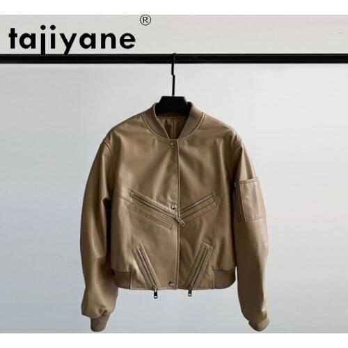 Tajiyane 2021 Real Sheepskin Jacket Women Genuine Leather Coat Woman Cloth Korean Style Biker Jackets Vintage Femme Veste TN2037