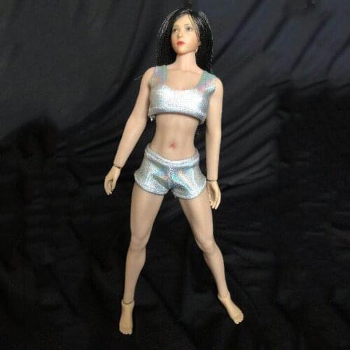 In Stock 1/12 Female Soldier Super Short Sports Vest Hot Pants Suit Suitable for PH 6 inch Female Action Figures Body Model