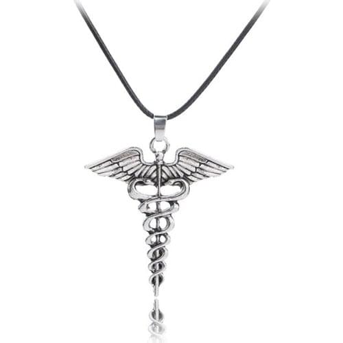 Goth Snake Necklace For Women Men Angel Wing With Two Snake Rope Chain Necklaces Pendant Vintage Jewelry Choker Bijoux Collier