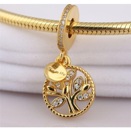 925 Sterling Silver Family Heritage Dangle Charm Shine & Clear CZ Fit Pan Bracelets Jewelry