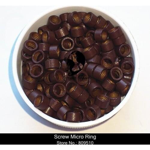 1 Jars-500pieces/Lot Brown# Screw Micro Ring for Prebonded Hair Extension Micro Links Singapore Post Mail Free Shipping