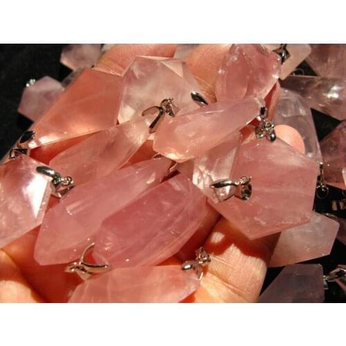 10 natural rose quartz crystal pendant reiki