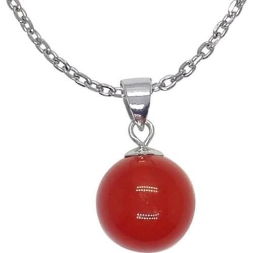 100% Guaranteed Real 925 Sterling Silver Pendant With 10mm Red Agate Bead Stone
