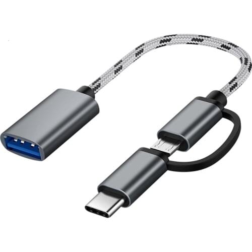 2 In 1 USB 3.0 OTG Adapter Cable Type-C Micro USB To USB 3.0 Interface Converter For Cellphone Charging Cable Line