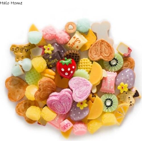 20pcs Mixed Food Series Resin Kawaii Cabochons Flatback Scrapbook Apparel Jewelry Phone Case Handmade Home Crafts Decor 10-20mm