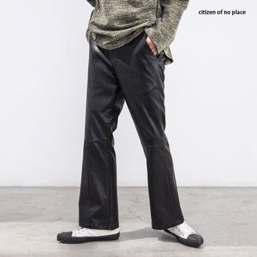 2021 Men Womens clothing GD Hair Stylist Side slit cross Flare leather Pants plus size costumes 27-46