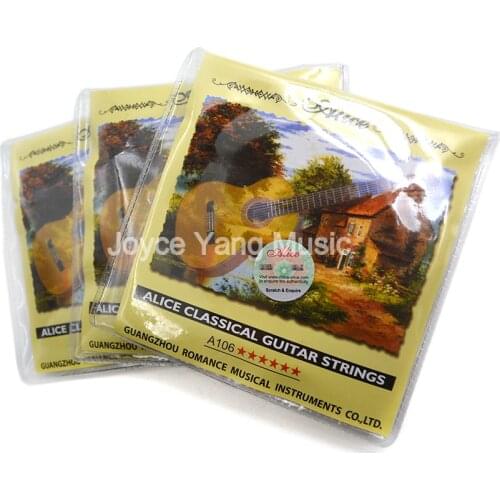 3 Sets of Alice A106-H Clear Nylon Classical Guitar Strings Silver-Plated Copper Alloy Wound Strings 1st-6th Strings