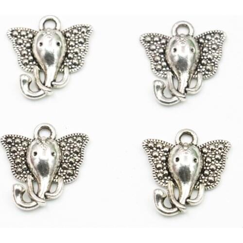 Charms 30PCS Tibetan Silver-color Elephant Pendant Beads for Jewelry Making DIY Necklace Bracelet Craft Accessories 15x16mm A313