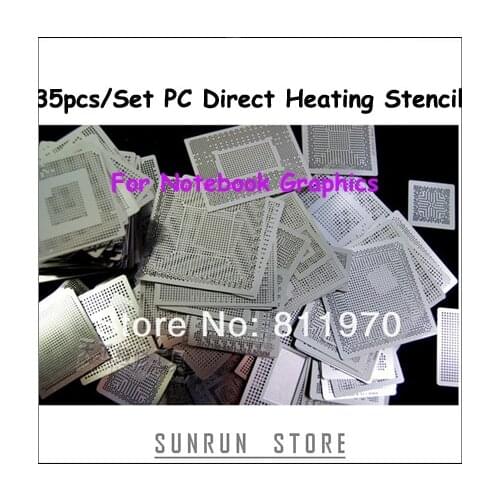 35pcs/Set PC Direct Heating Stencil Templates,BGA Small Reballing Stencil For Notebook Graphics For Solder Balls 0.5/0.6/0.76mm