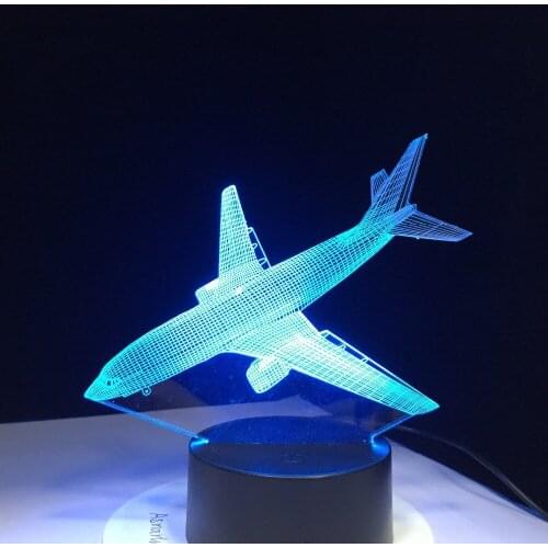 Aircraft Novelty 3D Illusion Lamp Visual Colorful Light Fixture USB Table Lamp Bedside Sleeping Nightlight Creative Friend Gift