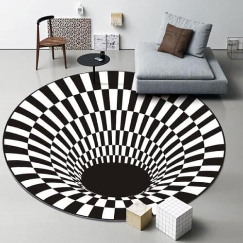 3D visual crystal velvet printed carpet home living room hallucination round place bedroom office carpet rug