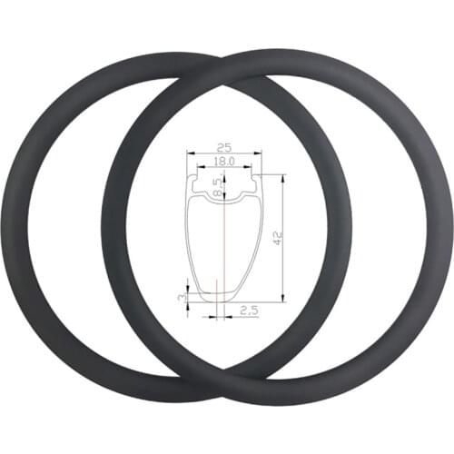 SUPER LIGHT 700C 380g 42mm Asymmetric Clincher Tubeless Ready Road Carbon Rims Holeless Disc Bike Wheel Tapeless Valve Hole Only