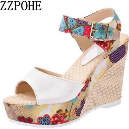 ZZPOHE Women Sandals Summer New Woman Fashion Platform High Heels Open Toe Wedge Sandals Soft Leather Sexy Casual Female Shoes