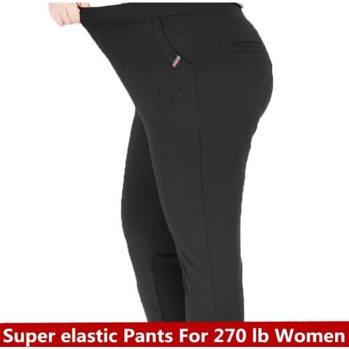Womens formal office work pants black plus size 8XL 9XL ladies straight pants black OL large size female trousers