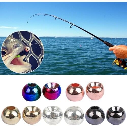 448D 25pcs Fly Tying Tungsten Slotted Beads Round Nymph Head Bugs Head Ball Beads Fly Tying Material Fly Fishing Accessories