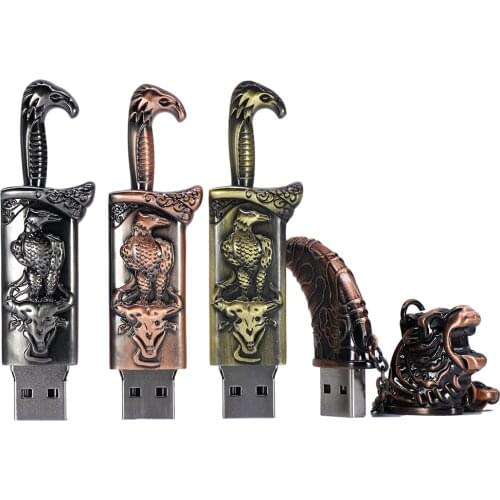 Pendrive metal thumb drive knife USB flash drive 4GB 8GB 16GB 32GB 64GB eagle Pen Drive tiger USB Disk for boy /man best gift