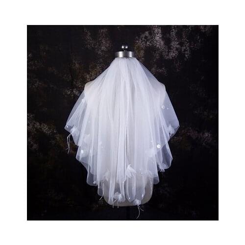 JIN IS YARN 2019 Real Photos two Layer Short Woodland Wedding Veils with Comb New White Ivory Bridal Veils