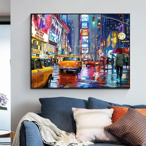 Map New York US Britain France City Street Car Landscape Canvas Wall Art Painting Home Decoration Scenery Posters and prints