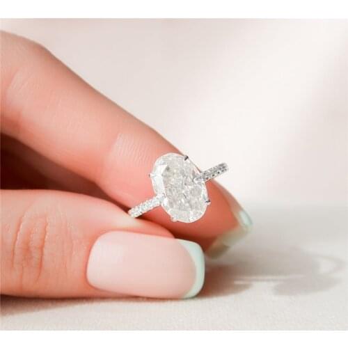 4.5CARAT Oval Cut DEF Color VVS1 Moissanite Rings Solid 14K White Gold Fine Jewelry Moissanite Engagement Women Rings For Gift