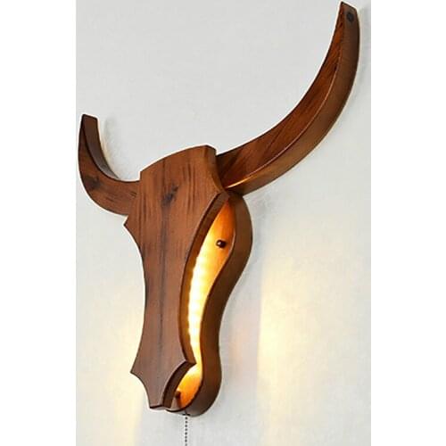Loft Industrial retro wood cow animal style wall lamps LED sconce wall lights modern for living room bedroom restaurant bar