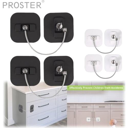 PROSTER 2 pcs White black Safety Child Mini Lock Fridge Door Refrigerator Cabinet Drawer Tools safety lock with lock