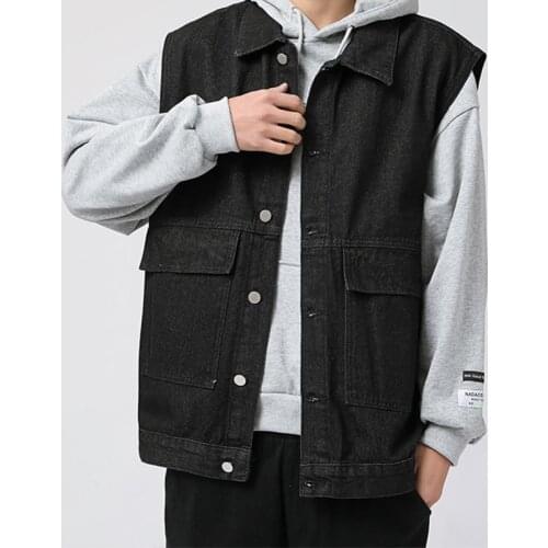 Male Casual Jeans Jacket Denim Vest Mens Jacket Cotton 2021Clothing Spring Summer Fashion Waistcoat Vintage Korean Coats Tops