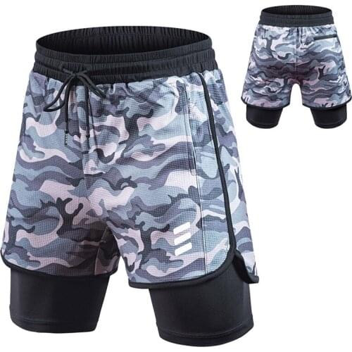 Mens 2 in 1 Running Shorts Men Sports Camouflage Quick Dry Fitness Training Gym Shorts Male Camo Cargo Joggers Short Trouser