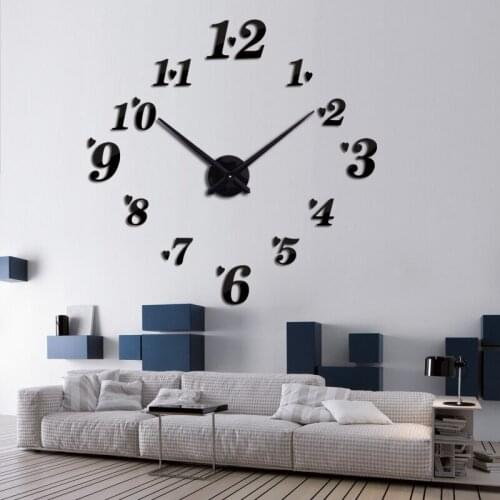 Wall Stickers Acrylic Mirror Modern Style Watch Living Room Kitchen Decoration 3D Wall Clock Home Decor