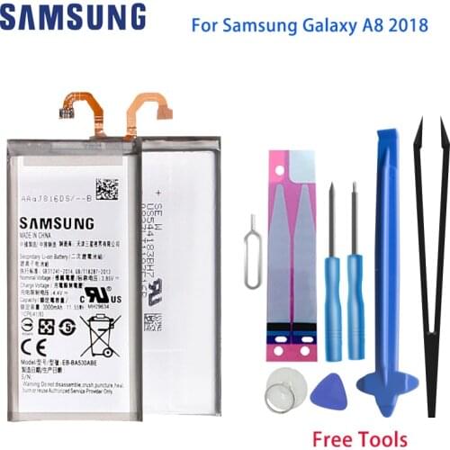 Original Samsung Galaxy A8 2018 Phone Battery EB-BA530ABE 3050mAh For Samsung Galaxy A8 2018 Version A530N SM-A530N Free Tools