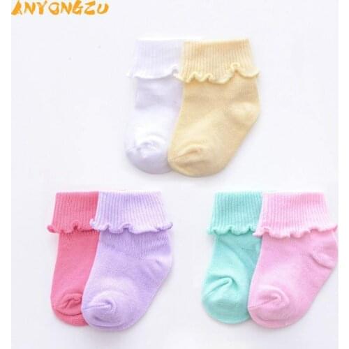 Autumn Winter Children Socks Lace Paragraph Cotton Baby Sock 6 Color Cotton Candy Color Soft Breathable 10pair/lot