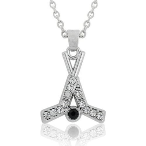 Crystal Hockey Stick Necklace For Women Men Fashion Sports Jewelry