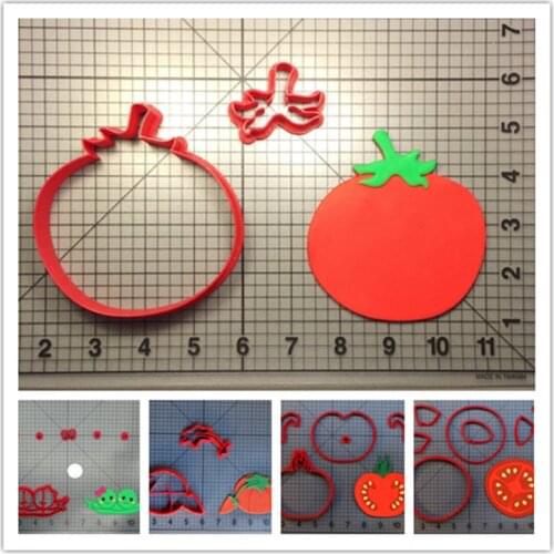 Vegetable and Fruit baby peas in a pod half tomato slice pin cushion shape fondant cutters for cake decorating