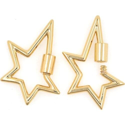 Gold-Plated Star Buckle,Strip Carabiner,Screw Connection Buckle Charm,Gold Interlocking Buckle,DIY Jewelry Making Accessories