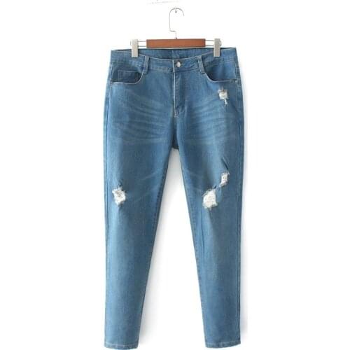 Plus Size Womens Stretchable Jeans Casual Slim Denim Blue Black Pants