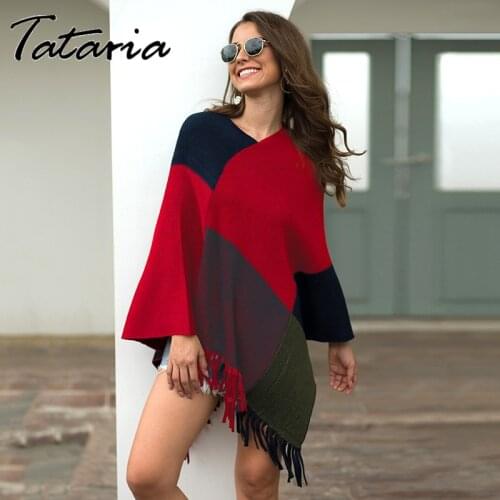 Autumn Winter Women Plaid Scarf Thin Soft Shawls Womens Knit Warm Batwing Cape Tassels Female Poncho Cloak Jacket Coat Outwear