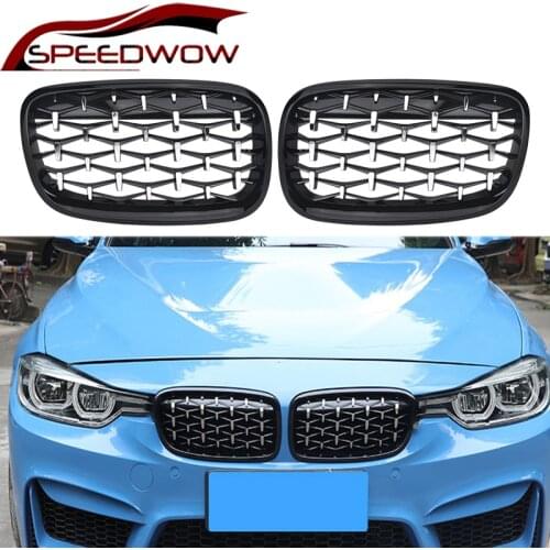 SPEEDWOW For BMW E70 E71 E72 X5 X6 2006-2013 Car Front Kidney Grille Car Front Bumper Diamond Grill Car Exterior Parts 1 Pair