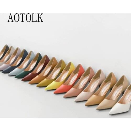 Female Heels Women Shoes Brand Women Pumps Office Ladies Working Shoes Solid Pointed Toe Dress Shoes Spring Autumn Plus Size DE