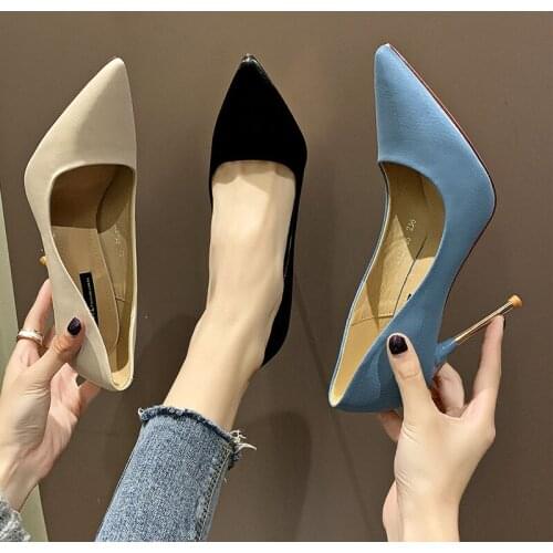 Shoes Woman Spring Simple Pointed-Toe Womens High Heels Fine with Luxury Designer Black Evening Wedding Shoes